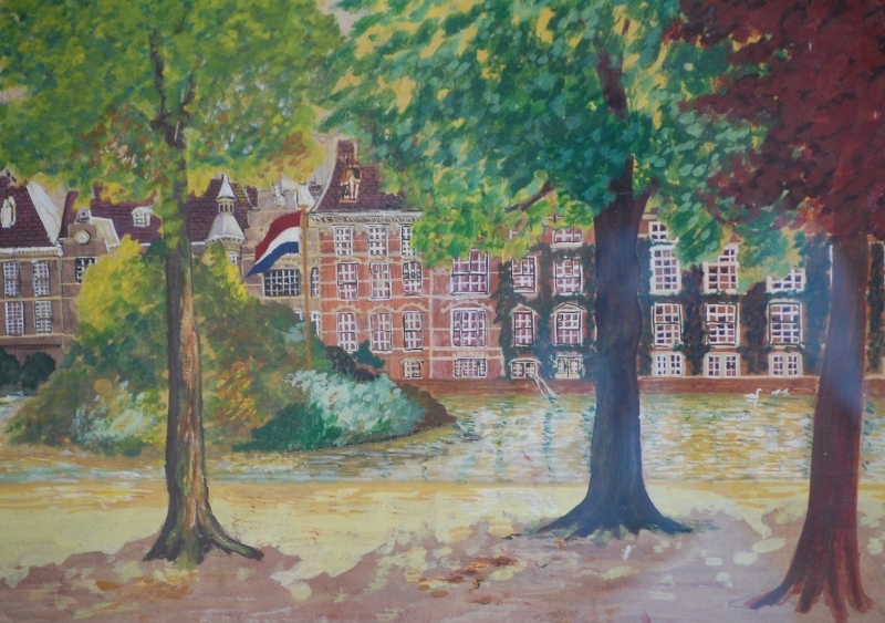 Joan Williamson painted the scenes of The Hague when she lived there with Dave in the early 60s. They would love to go back to Holland after Covid.